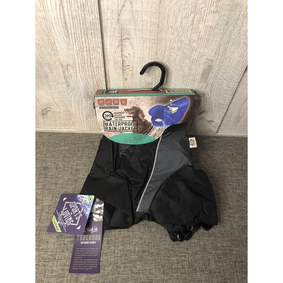 Touchdog Black Waterproof Full Body Rain Jacket Dog Pet Size Medium - Picture 1 of 6